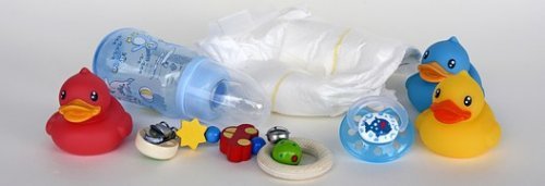 Canards et jouets pour le bain.
